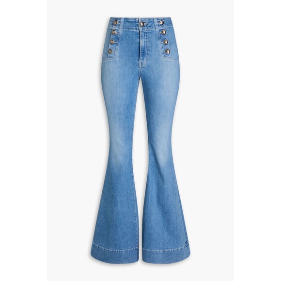 VERONICA BEARD Sheridan button-embellished high-rise flared jeans, Sodalite, 26 - Picture 1 of 13